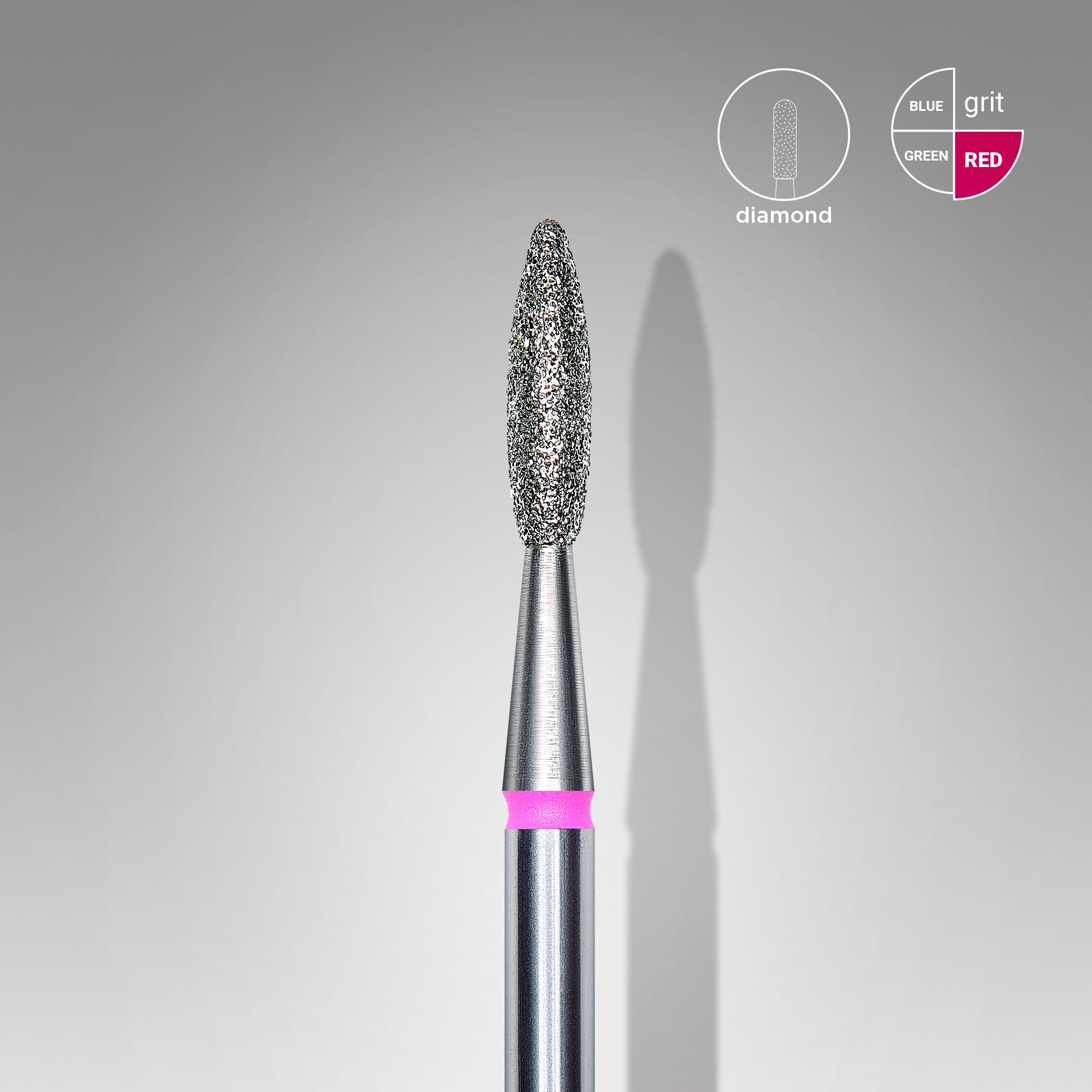 Diamond nail drill bit, "flame" , red, head diameter 2,1 mm/ working part 8 mm image 0